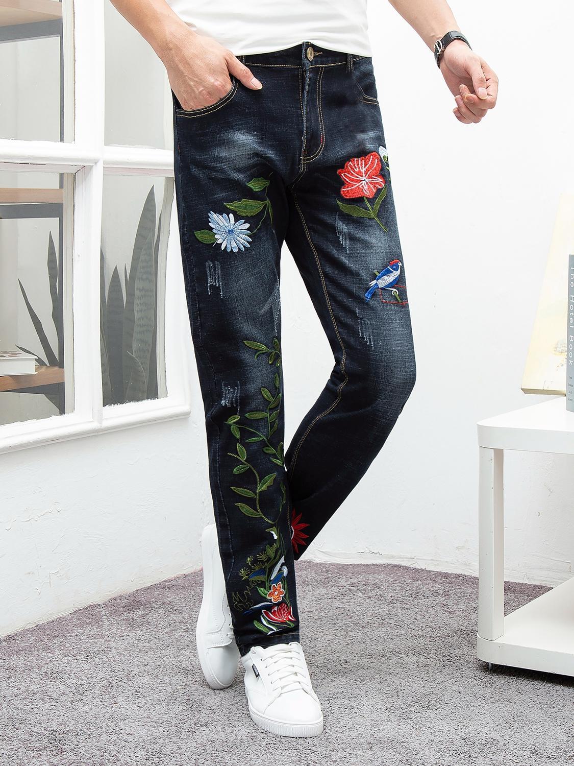 

2021 Brand New Men's Slim Elastic Fashion Business Classic Style Ny Denim Trousers Male B8he, Blue