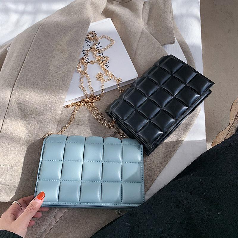 

Textured Messenger Women's Bags 2021 Spring New Fashion Korean Casual Woven Shoulder Bag Fashion Small Square Bag, Black