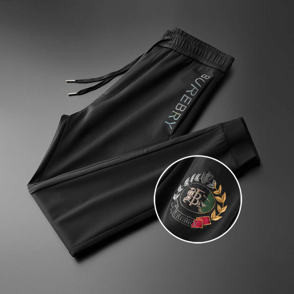 

Light luxury autumn 2020 new embroidered design corset casual men's pants, Black