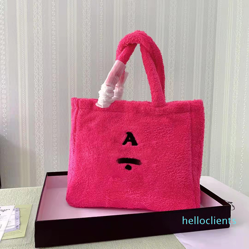 

Women tote shoulder bag fuzzy package top quality High capacity handbags luxury designer fashion girl purse, Black