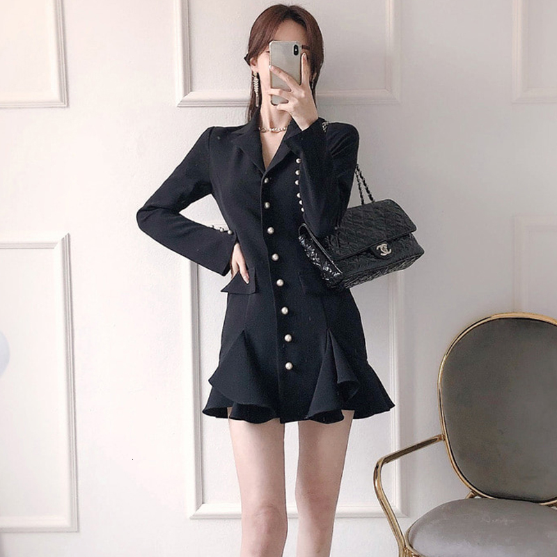 

woman new 2021 spring elegant blazer solid long sleeve short office lady workwear vestidos uqel, Black;gray