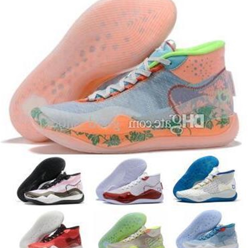 

Hot Sale 2019 kd12 XII High Warriors Home White Blue Yellow Kevin Durant KD 12 Basketball Shoes Sneakers Size 40-46, Black