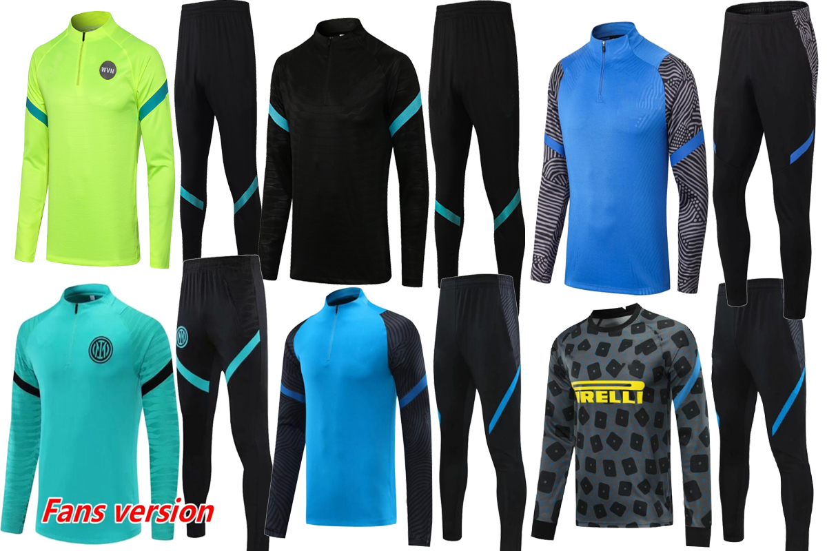 

Inter Football Tracksuit Adults 1/4 Zipper Open DZEKO LAUTARO ALEXIS BROZOVIC Blue Green Training Suit Sports Uniforms 21/22, #2