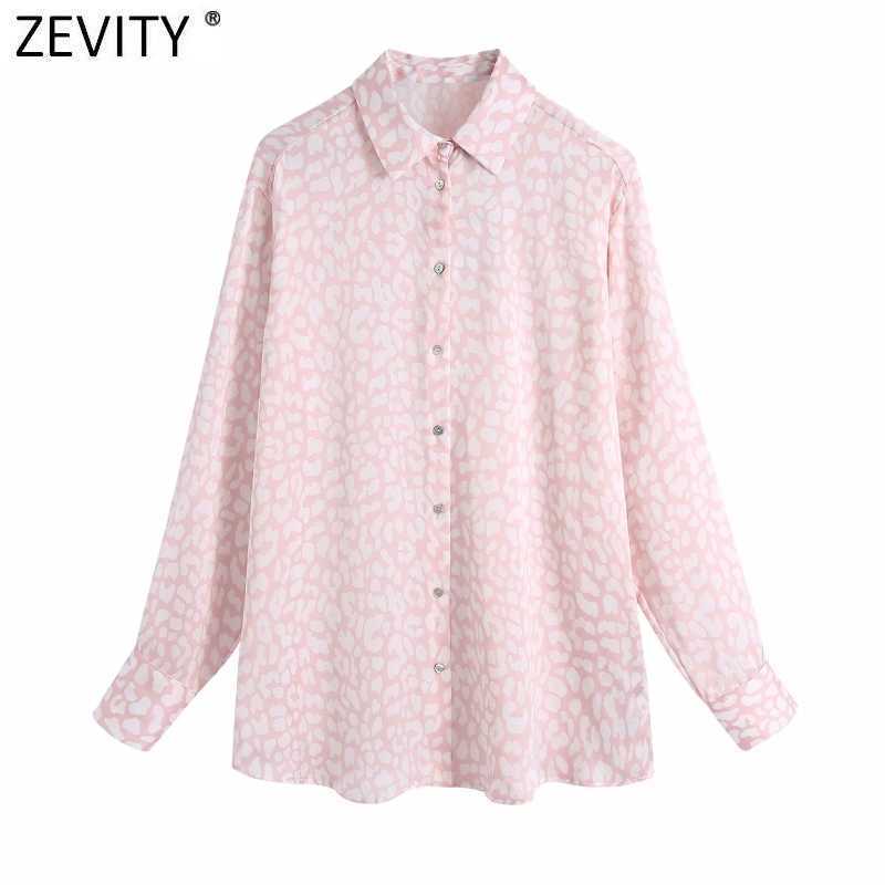 

Zevity Women Fashion Leopard Print Casual Smock Blouse Office Lady Long Sleeve Business Shirt Female Chic Satin Tops LS9041 210603, Bb ls9041k