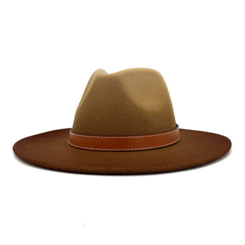 

2021 New Women Gradient Band Belt Luxury Fedora Hat Felted Panama Jazz Cap Hip Hop Vintage Casual Outdoor Winter Hats Men Vx6y