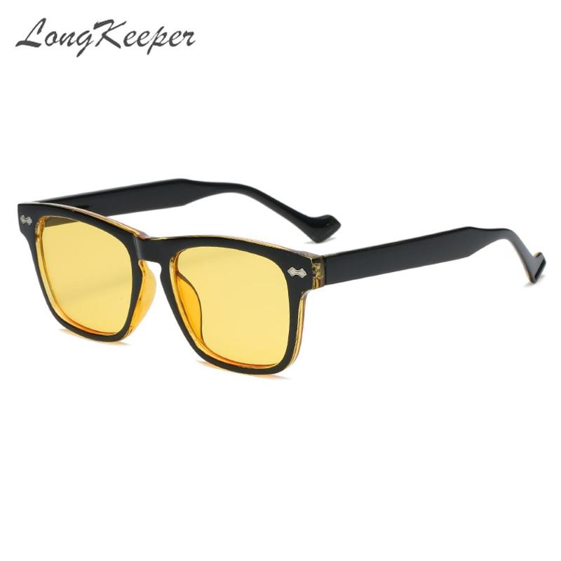 

Sunglasses LongKeeper Square Night Vision Glasses For The Driver Rivet Gray Lenses Men Women Gafas De Sol Unisex UV400