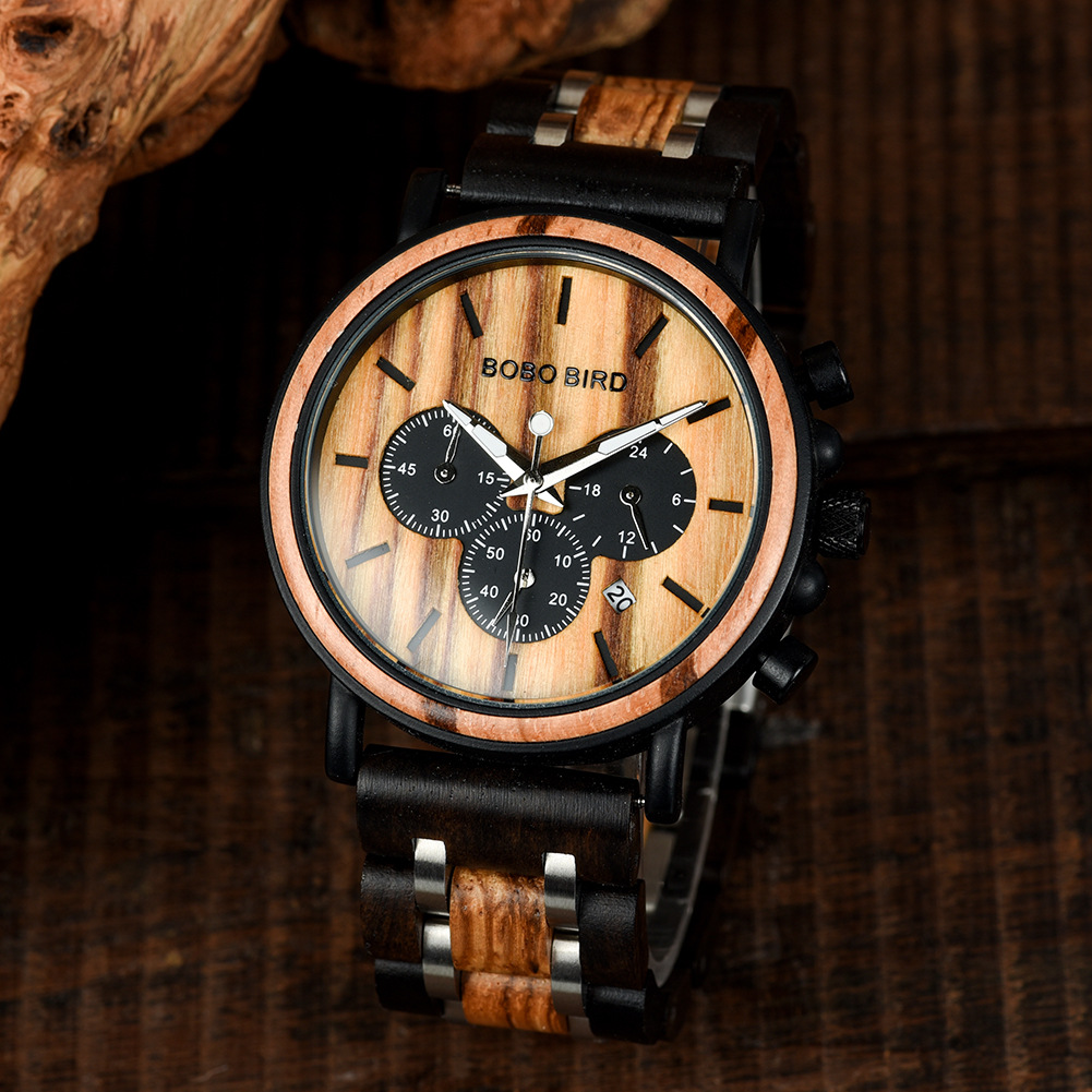 

Housing Men's Watches Erkek Kol Saati Luxury Stylish Wood Clocks Chronography Military Quartz Watch in Gift Box 2021, T50-1