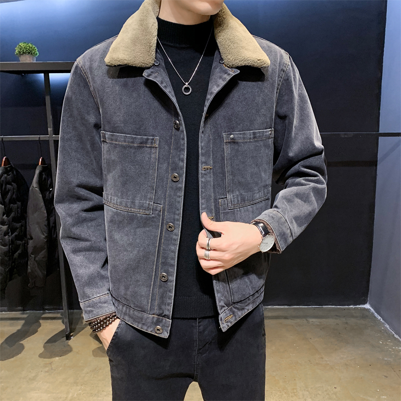 

2021 New High Quality Winter Denim Men's Clothing Fashion Front Pockets Turn Down Collar Thick Hot Jeans Casual 3xl Jackets Qn8c, As the photo show