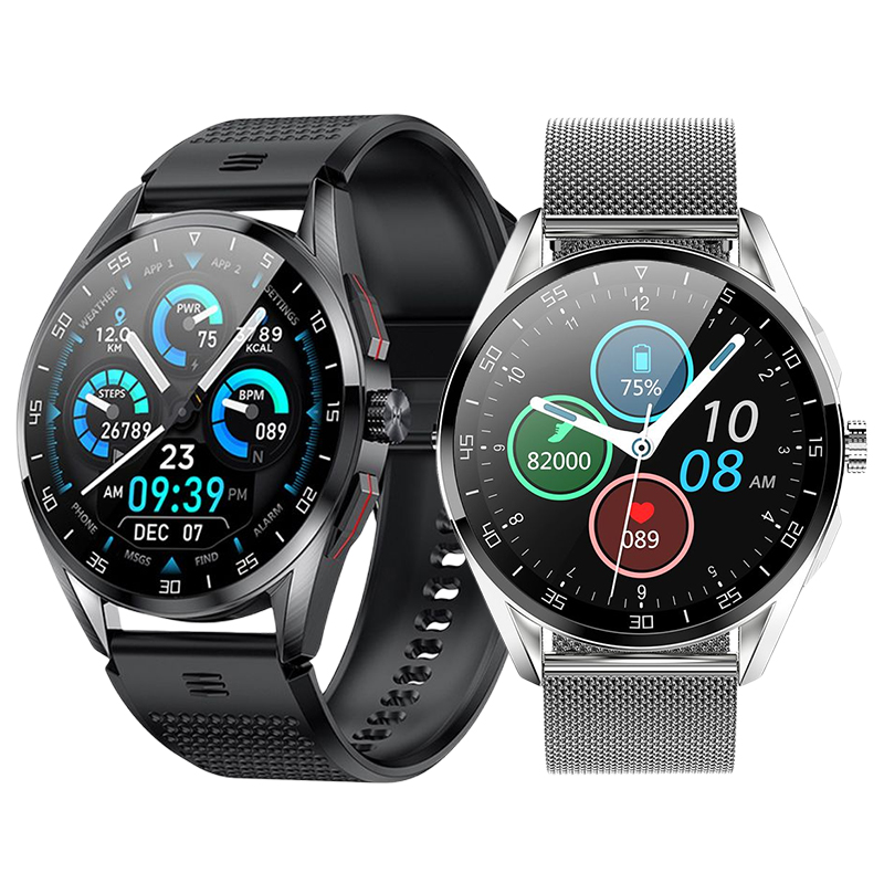 

New 2021 Men Smart Watch Full Touch Screen Dial Call IP68 Waterproof Smartwatch For Android iOS Sports Fitness Trackerg, Brown-leather