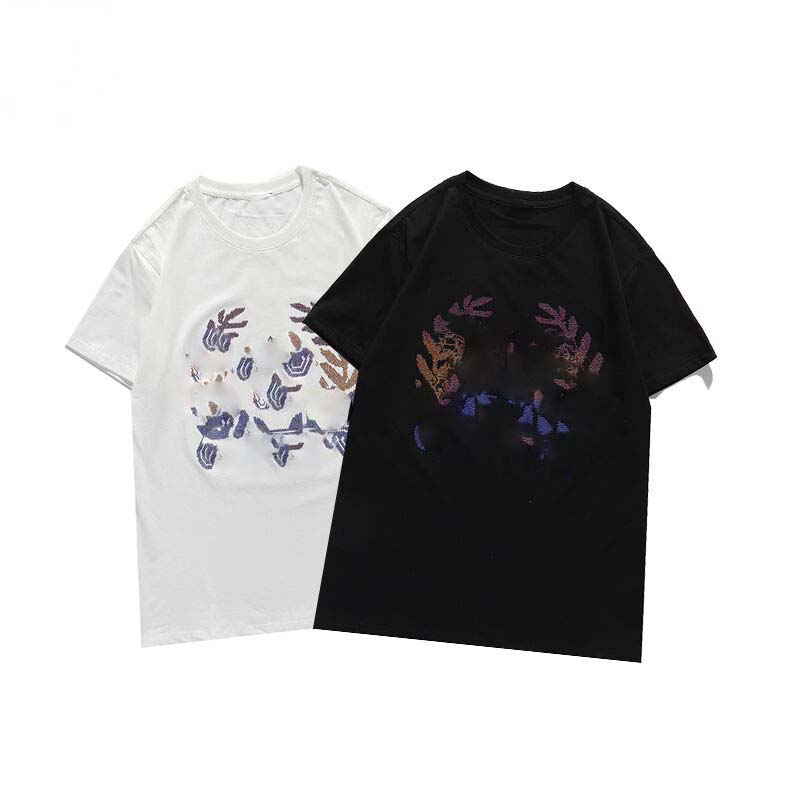 

new luxur embroidery t-shirt fashion men and women design t-shirts female tshirts black and white100% cottn s-xxl, White;black