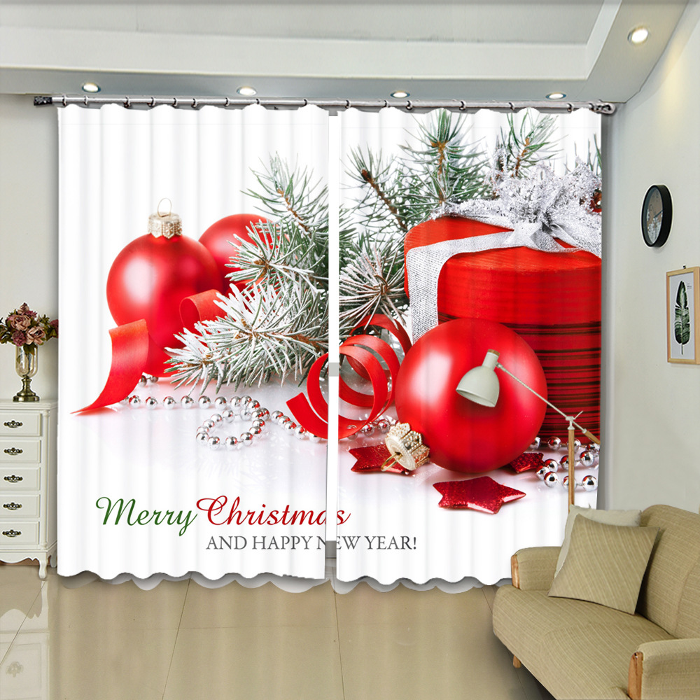 

2021 New Arrival 3D Digital Curtain With Christmas Santa Claus Pattern Thickened Blackout
