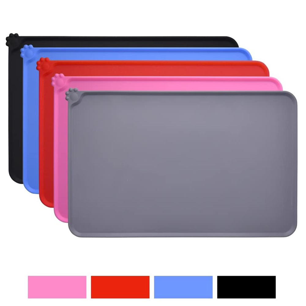 

Siicone Pet Food Mats Tray Non Sip Pet Dog Cat Bow Mats Pacemat Dog Pet Cat Feeding Mat Waterproof Dog Cat Food Mats, Black