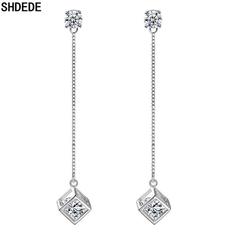 

Dangle & Chandelier SHDEDE Long Earrings Fashion Jewelry Embellished With Crystals From 925 Silver Drop For Women -WH