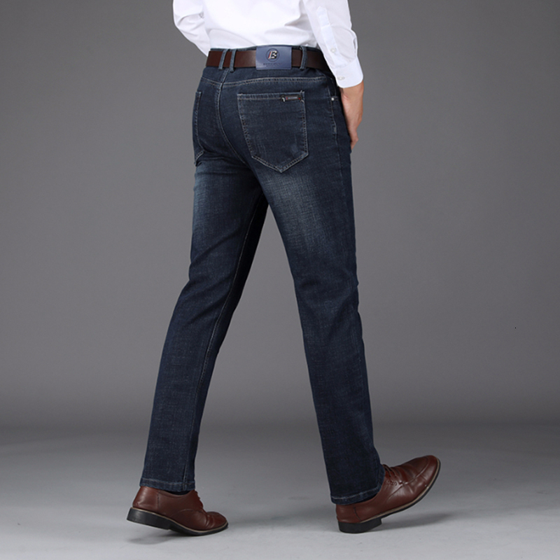 

2021 New Straight Large Size Classic Brand Casual Mid Waist Deep Blue Men's Long Elastic 4udg, Dblue