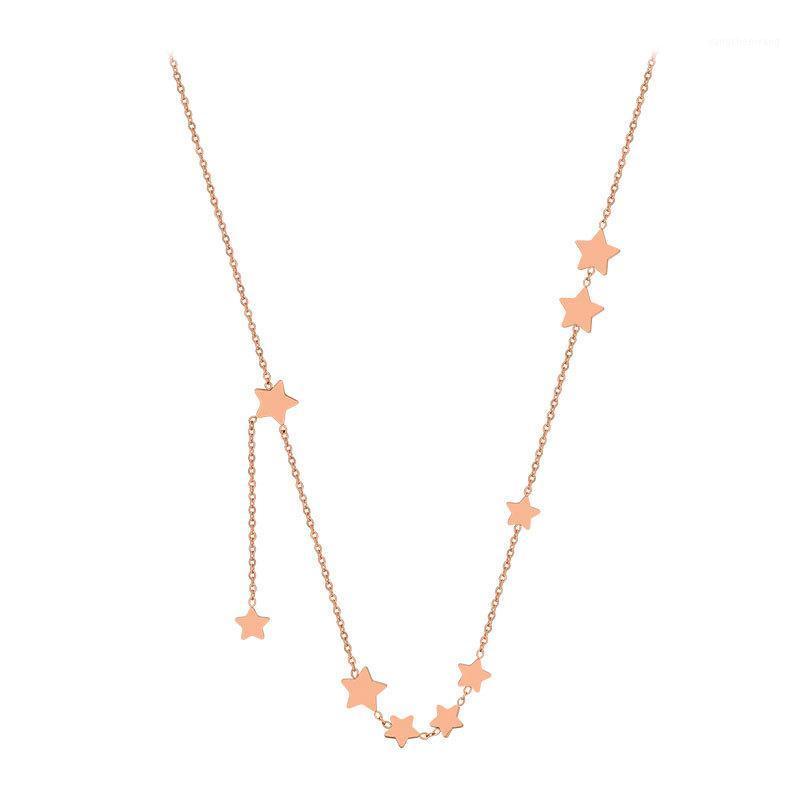 

Chains Rose Gold Titanium Stars Necklace Simple Fashion Design Choker Pentagon-Star Neck Ornament Birthday Party Jewellery 2021
