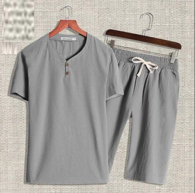 

New 5xl Homem Linho Conjunto Camisas 2021 Vero Casual T-shirts De Algodo Masculino Com Decote Em v Manga Curta t Plus Size Pjy6, White