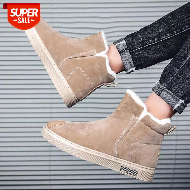 

2020 New Winter Men's Boots Warm Plush Suede Waterproof Fabric Snow Shoes Non-Slip Rubber Sole Outdoor Indoor Men's Boots #mh1W