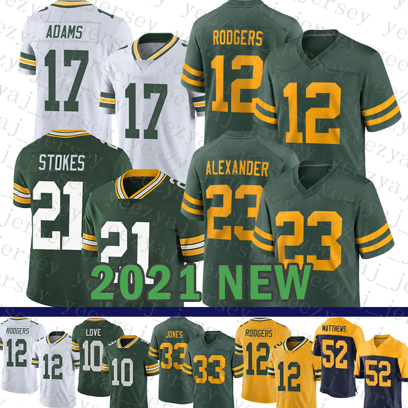 

12 Aaron Rodgers 17 Davante Adams Football Jersey Aaron Jones Eric Stokes Jaire Alexander Love David Bakhtiari Reggie White Bart Starr Robert Tonyan Randall Cobb, 2021 mens-b z g