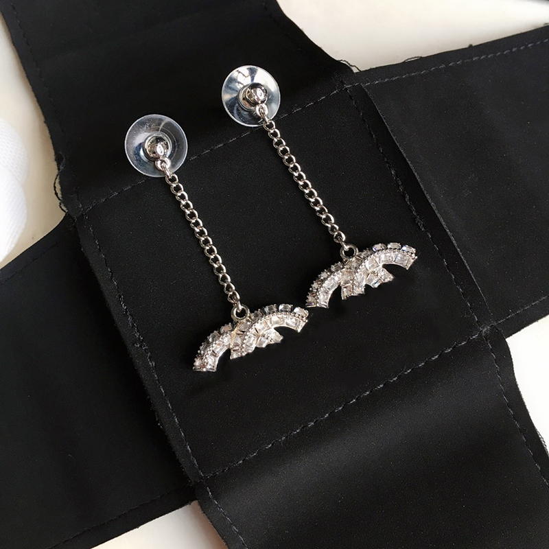 

Luxury Jewelry Stud Designer Earring Classic Double Letter Diamond Earrings 925 Silver Needle With Box L0-C29, Golden;silver