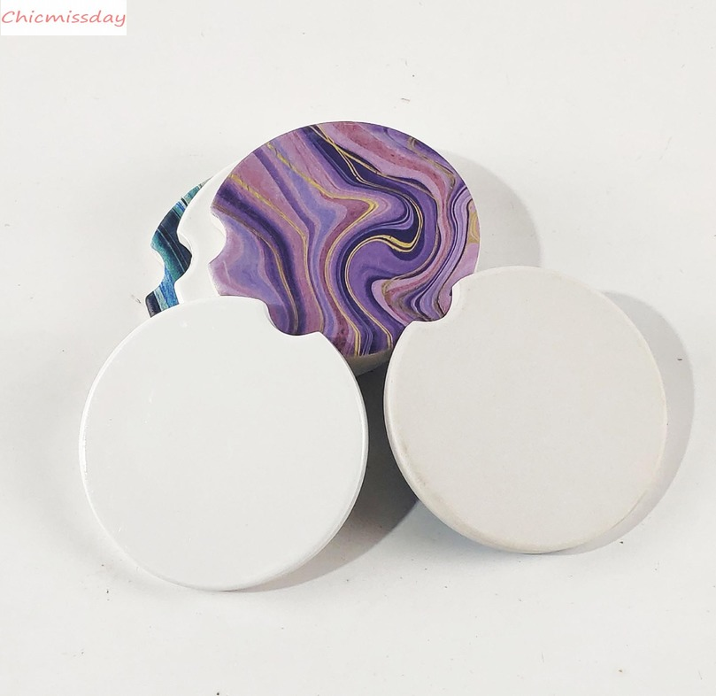 

1pc Sublimation Blank Car Ceramics Coasters 6.6*6.6cm Hot Transfer Printing Coaster Blank Consumables Materials 2021 FY4481
