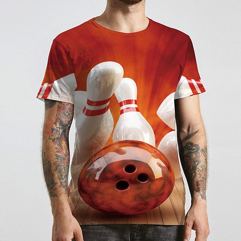 T-shirt Unisexe T-shirt 3D Imprimer Imprimé graphique d'impression Bowling Balle Plus Taille Coulée ronde Casual imprimé quotidien à manches cour