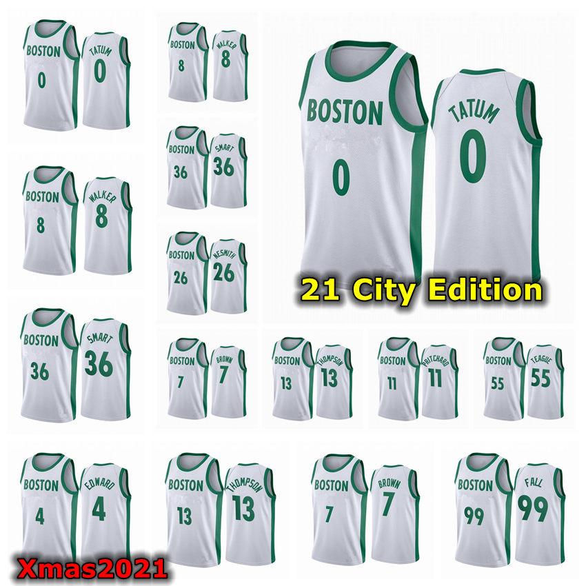 

2021 Mens Hot Pressing Customized Basketball Jersey 0 Tatum 8 Walker 26 Nesmith 55 Teague 7 Brown 99 Fall 11 Pritchard 4 Edwards 36 Smart, Black;red