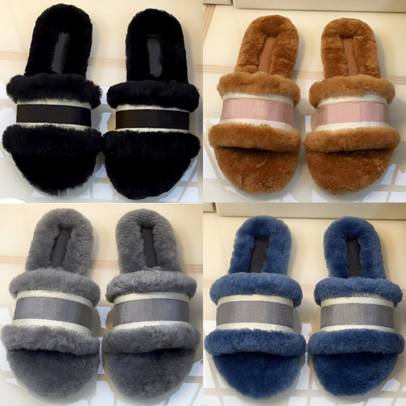 

2021 Fashion Women Slides Winter Fluffy Furry Slippers Warm Comfortable Fuzzy Girl Flip Flops Slippers Size 35-40 L3Jq#