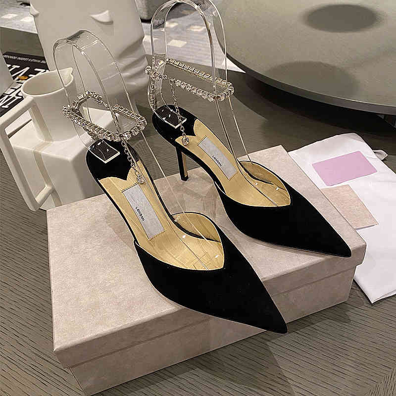 

sandals women's sandals with rhinestones and women's stiletto toe thin heels all-match shoes rhx1, Black