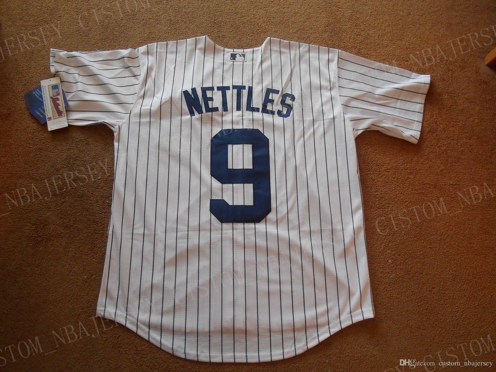 

Cheap custom Graig Nettles #9 White Stripe Button Baseball Jersey NEW! Stitched Customize any name number MEN WOMEN YOUTH Jerseys, Black;blue