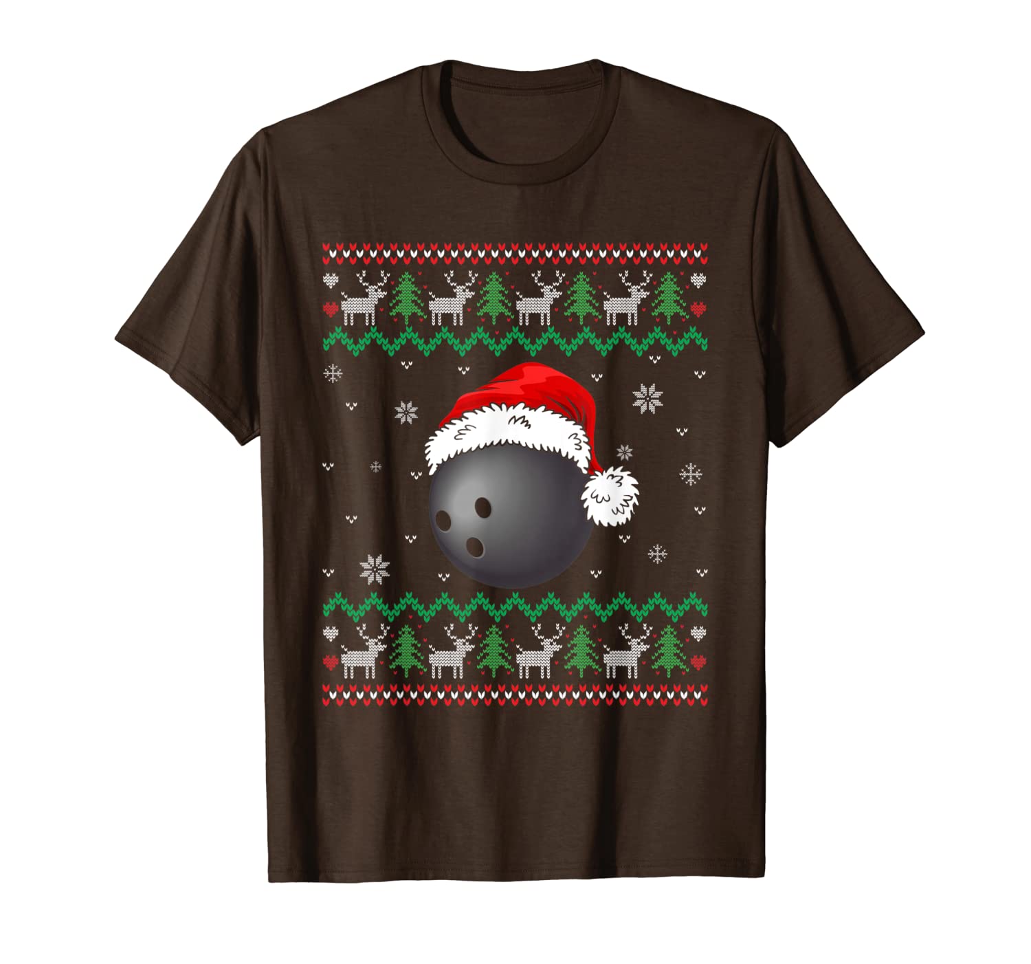 Ugly Sweater Bowling Hat Santa Xmas Gift Sport Lover T-Shirt-image-708423752