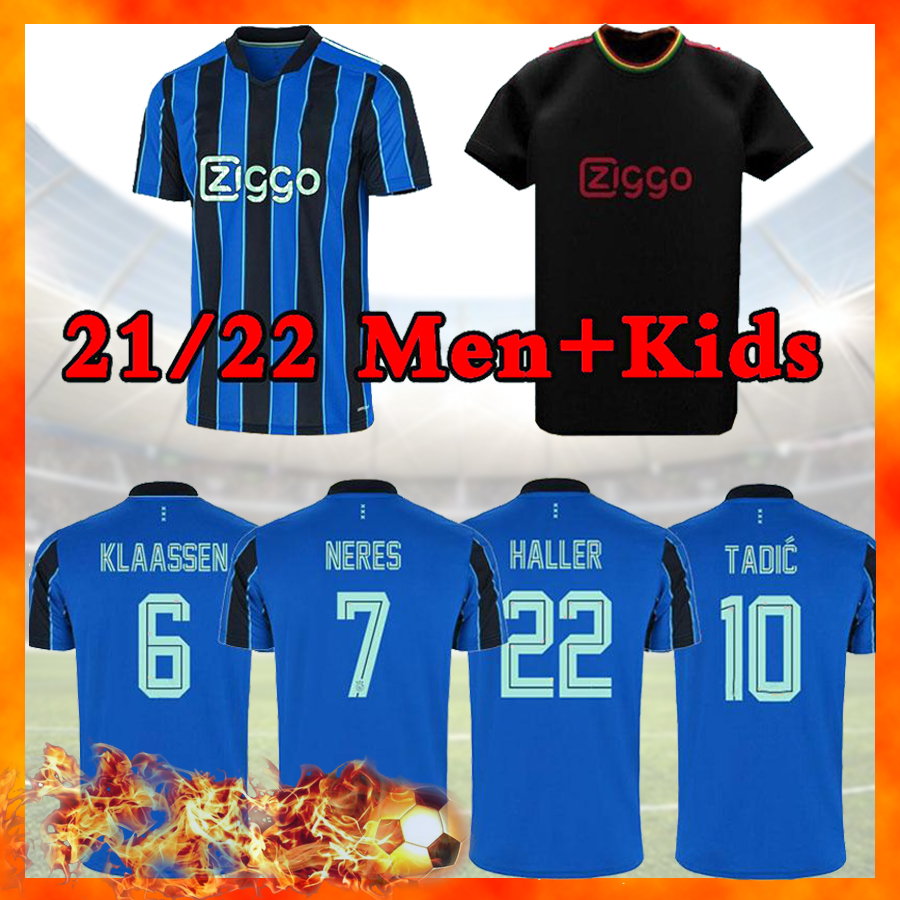 

A JAX soccer jersey amsterdam 2021 2022 KUDUS ANTONY BLIND PROMES TADIC NERES CRUYFF 21 22 men + kids kit football shirt uniforms home away, Black;yellow
