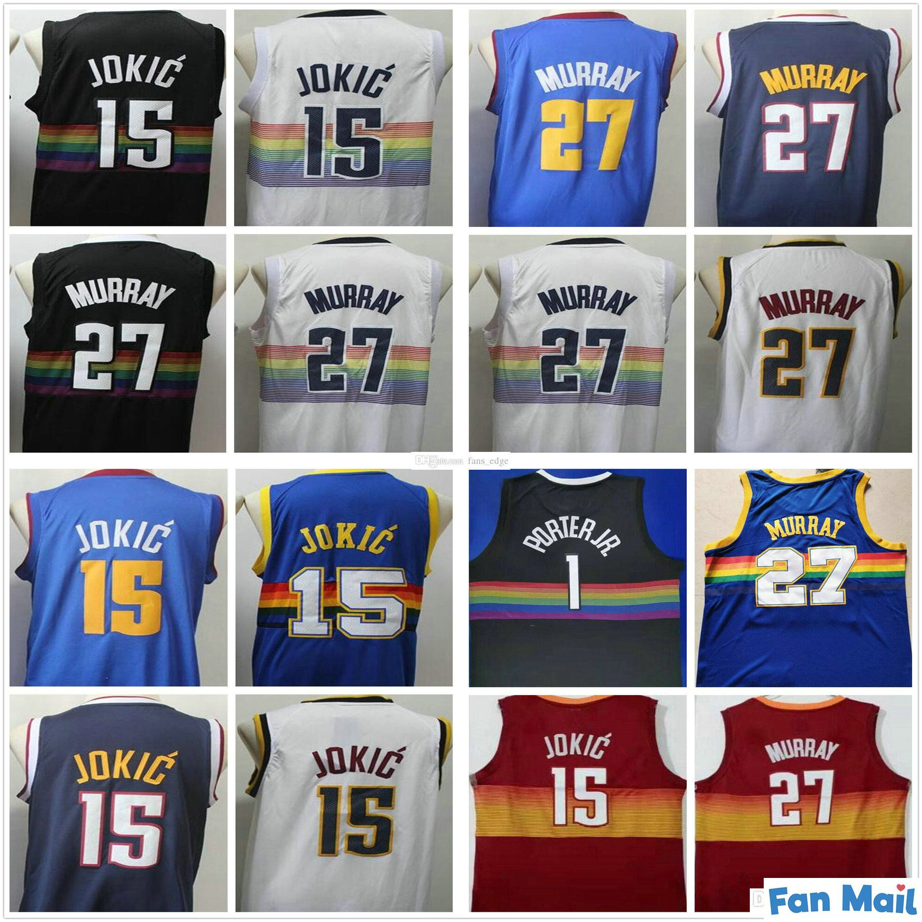 

NCAA Mens Denver Nikola 15 Jokic Jersey Wholesale Cheap Nuggets Jamal 27 Murray Michael 1 Porter Jr. Blue White Black Basketball Jerseys, Black;red