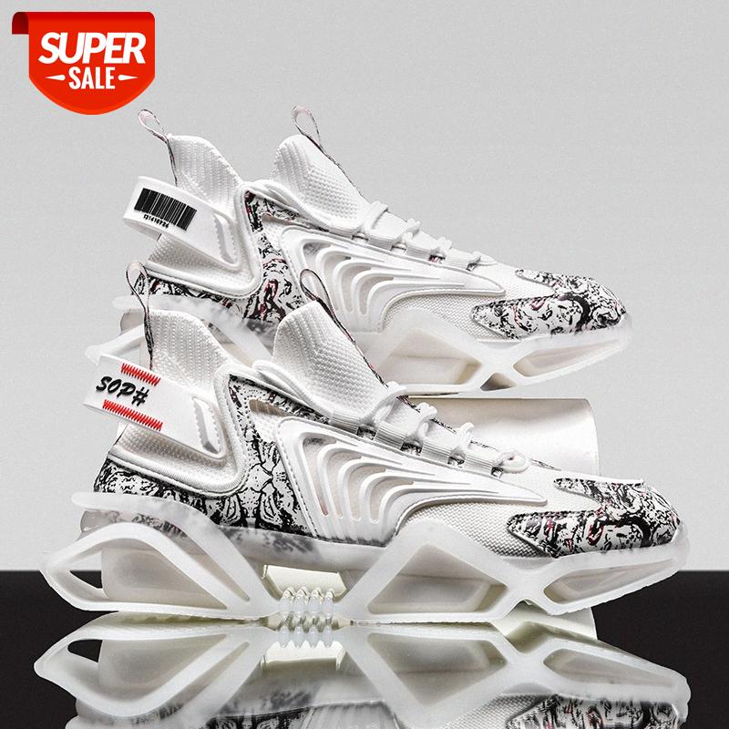 

Summer large size men's shoes Korean fashion trend casual breathable sports running #Hk1j, White