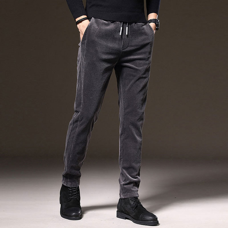 

2021 New Autumn Newly Designer Fashion Men Jeans Elastic Slim Fit Casual Business Corduroy Pants Korean Style Vintage Smart Suit Trousers Av, Green