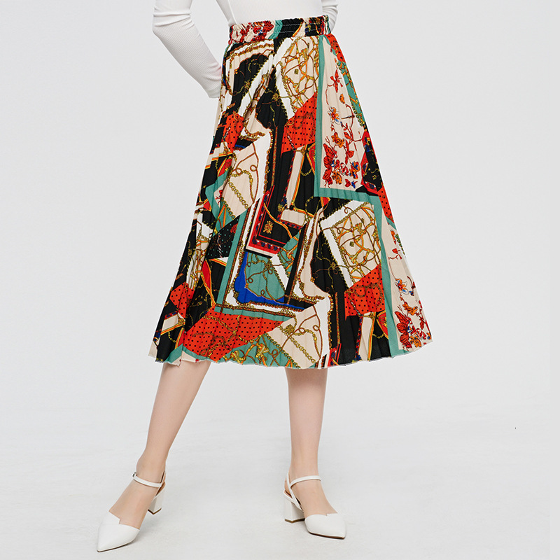 

2021 New Summer Women Cute Sweet Lady Dance Long Pleated Skirt Plus Size Fashion Elegant High Waist A-line Party Print Midi Skirts 8ypy, Burgundy