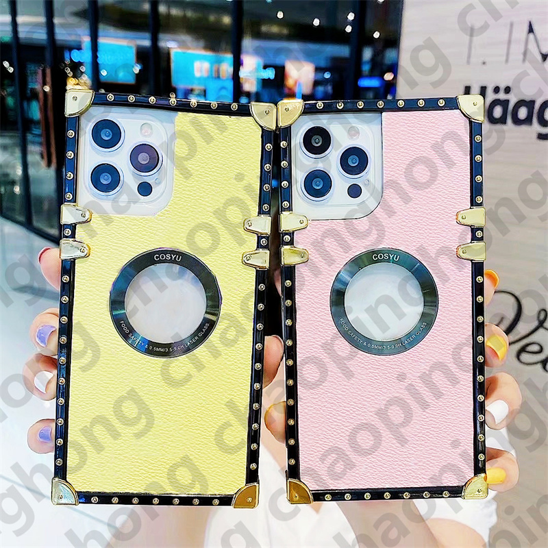 

Luxury Cell Phone Cases For iPhone 14 12 Pro Max i 13 11 Xs X XR XSMax Plus Case Fashion Designer Hollow Out Lens Display LOGO Mobile Shell Brown Flower Bumper Square Cover, Gift box