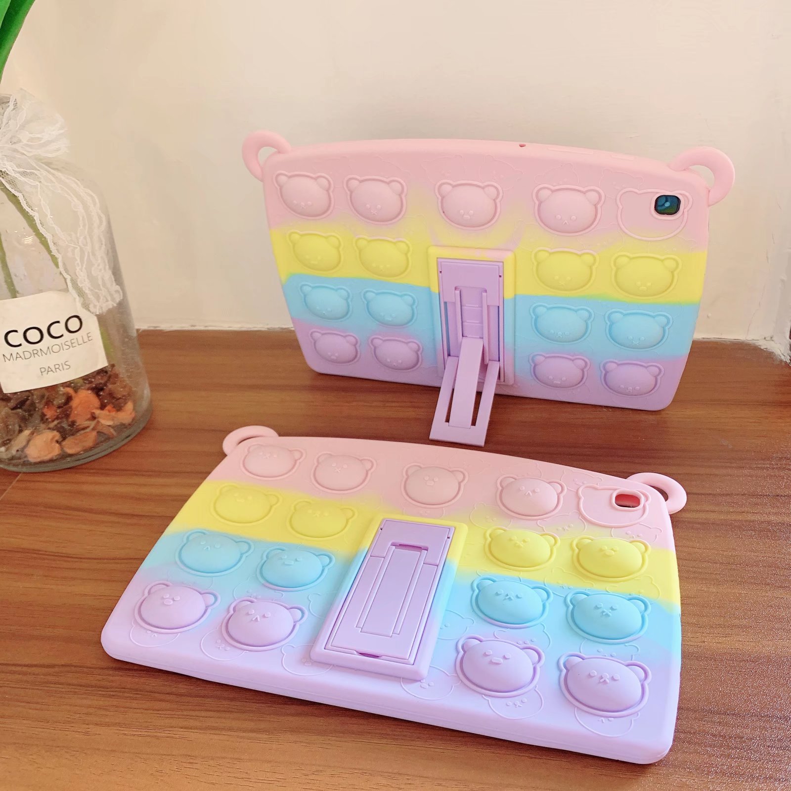 

Case For ipad 10.2 9th 8th 7th Push it Bubble Fidget silicone tablet Cases Air 9.7 Pro Air4 kids soft cover