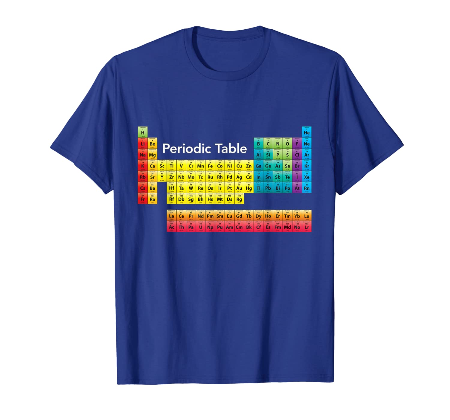 

color periodic table of elements t-shirt, White;black