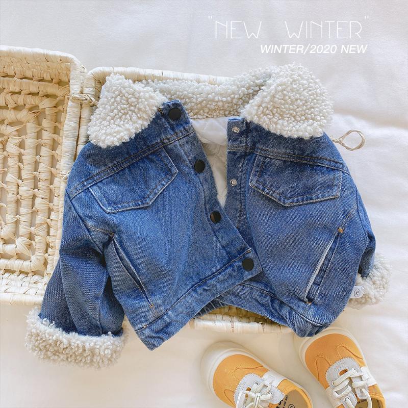 

Jackets Autumn/Winter 2021 Girls Denim Coat Baby Girl Thick Fashion Comfort Long Sleeves Warm Top Boys, Blue;gray