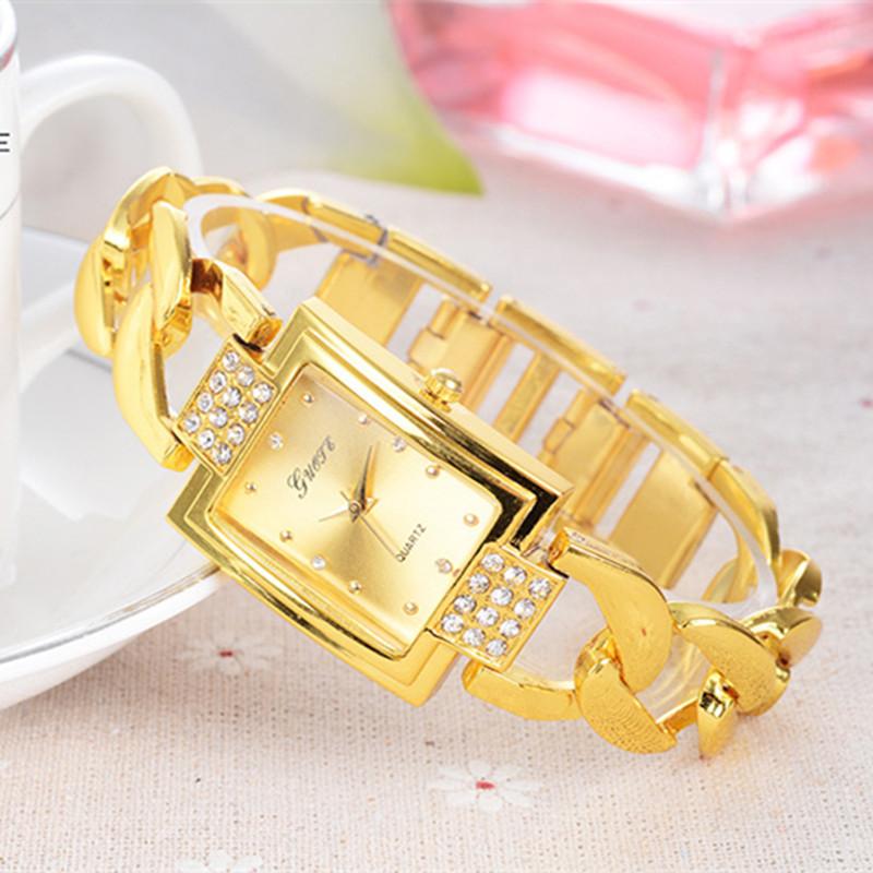 

Wristwatches Women Golden Diamond Watch 2021 Fashion Bracelet Stainless Steel Wristwatch Female Casual Clock Relogio Feminino, Gold