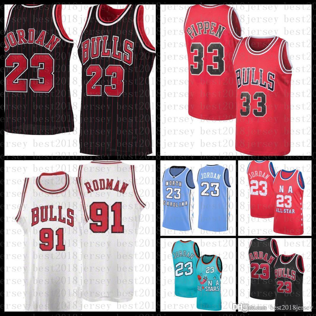 

2021 New Basketball Jersey Chicago Bull Mens 23 Scottie 33 Pippen Mesh Retro Dennis 91 Rodman Youth Kids, Black;red