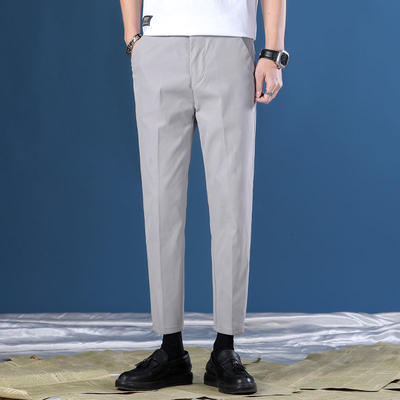 

2021 New Spring Summer Suit Men's Slim Fashion Business Society Mens Casual Solid Color Pants Men Trousers 28-36 Zn2u, Dark gray