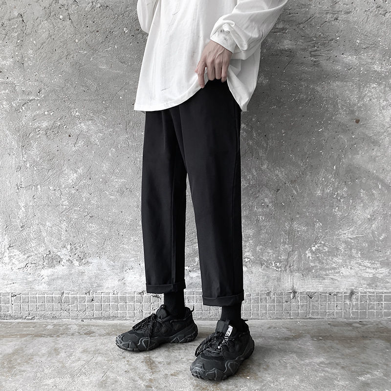 

2021 New Men's Loose Casual Cargo Fashion Trend Solid Color Nice Trousers Streetwear Straight Pants Large Size M- Gv78, Dark gray
