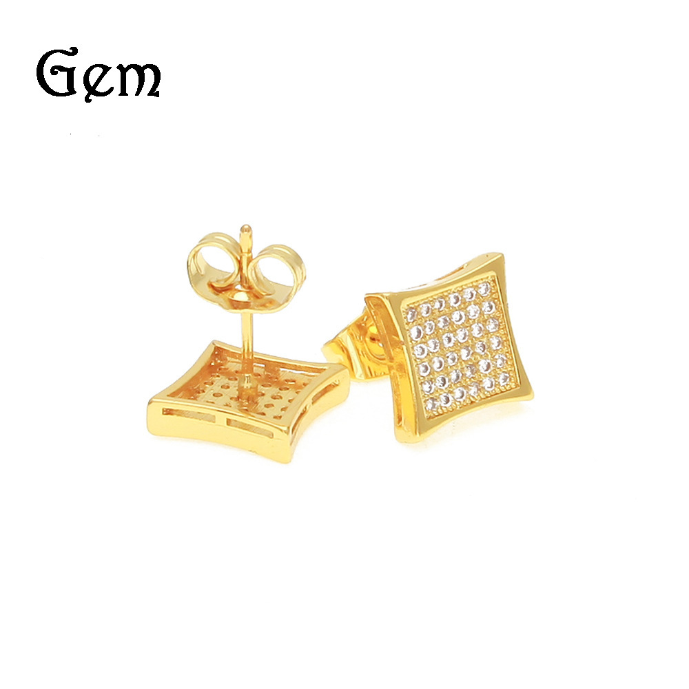 

Men's hip hop rock gold plated AAA Zircon Earrings menstud