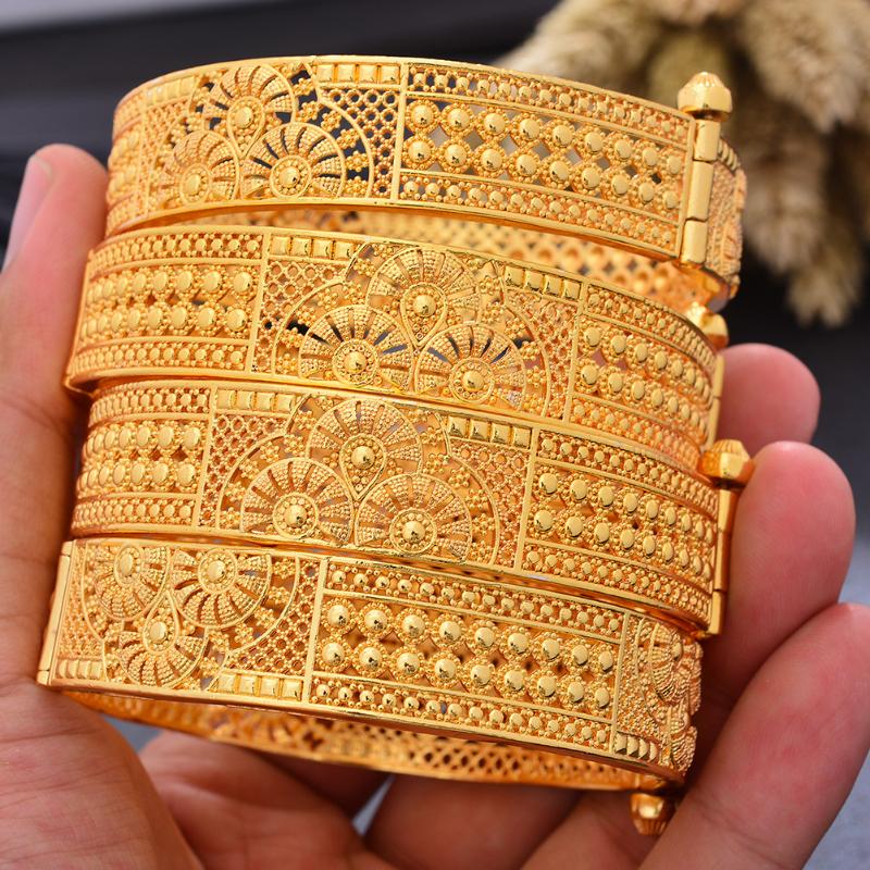 

Bangle Luxury 24k Dubai Gold Color Bangles For Women Wedding Bridal Bangles&Bracelet Gifts