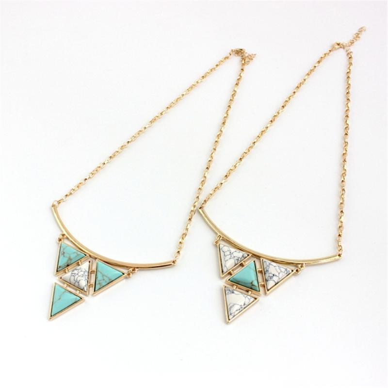 

Pendant Necklaces ENZE Fashion White Pine Green Set Triangle Personality Necklace Geometric