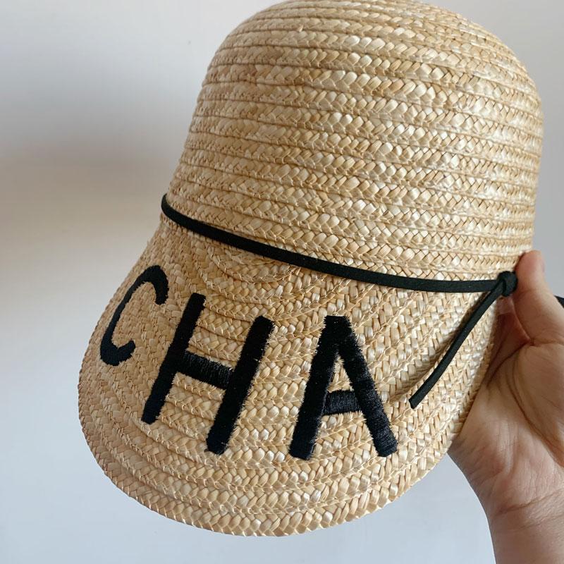 

Wide Brim Hats Summer Trend Women's Casual Straw Hat Visor Cap For Lady Girl Letter Embroidery Sun Travel Holiday Outdoor Visera Mujer, Beige