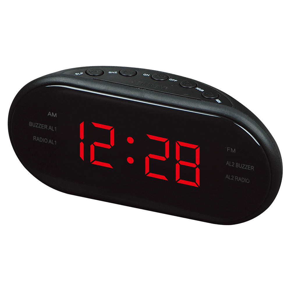 

2021 New AC 220v/ 50hz AM/FM ED Cock Eectronic Desktop Aarm Cock Digita Tabe Radio Gift Home Office pies EU Pug