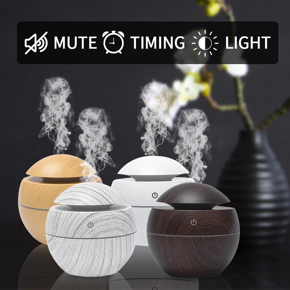 

Mini Air Humidifier USB Ultrasonic Aroma Diffuser Wood Grain LED Light Electric Essential Oil Diffuser for Home Aromatherapy
