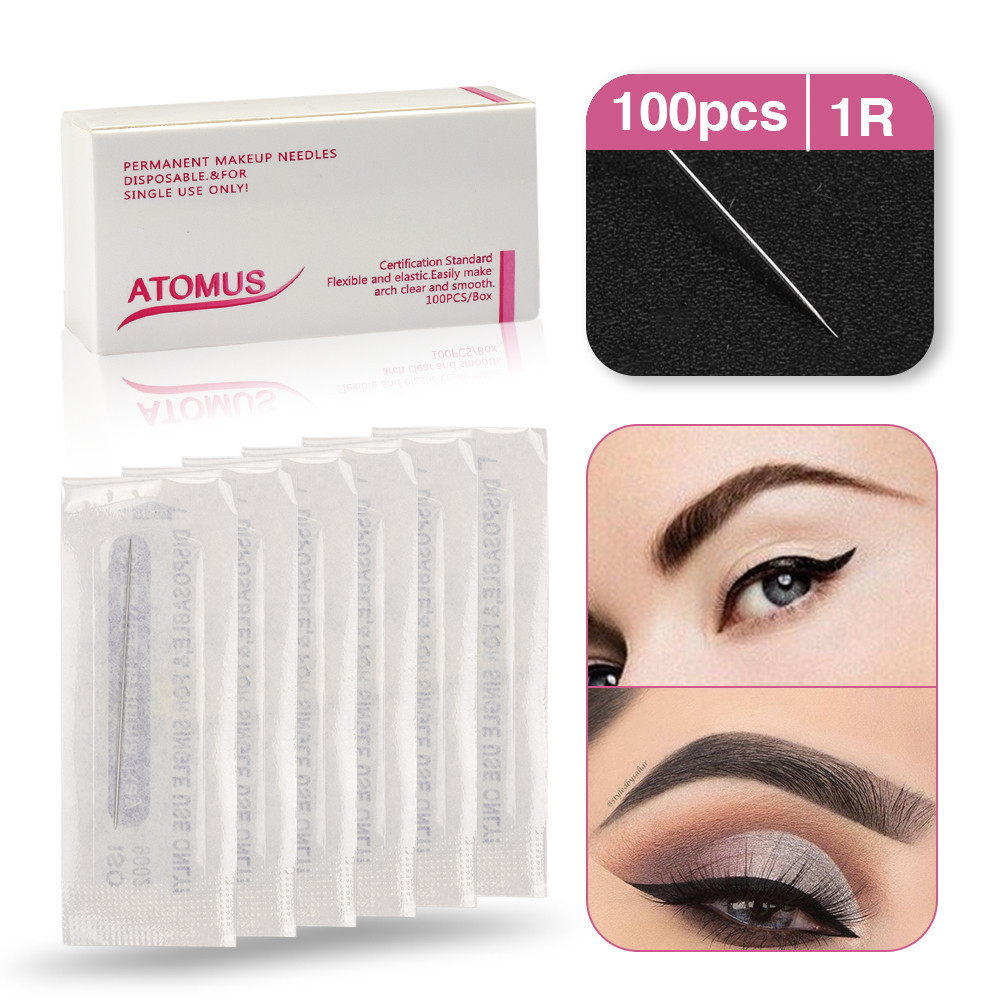 

100pcs/pack 1R Sterilized Disposable Permanent Makeup Needles Tattoo Needles for Eyebrow Tattoo Makeup Kits